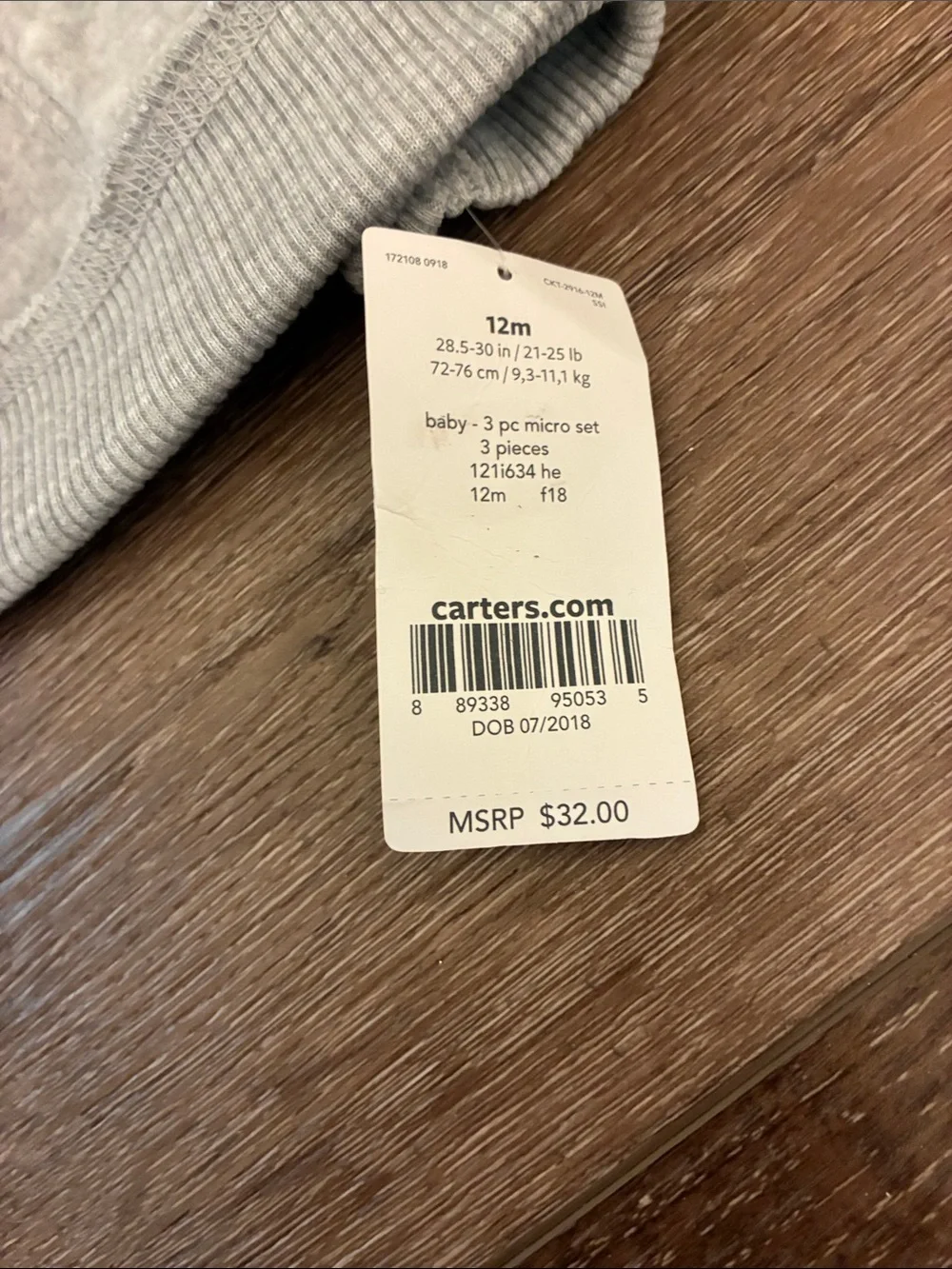 Carter Baby Boy 3 Piece Outfit. Gray & white Polar Bear. 12 month. New!